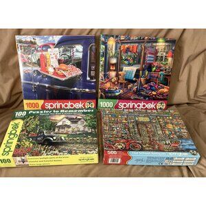 Lot Of 4 Springbok Jigsaw Puzzles 100 Pc, 500 Pc, (2) 1000 Pc New Sealed